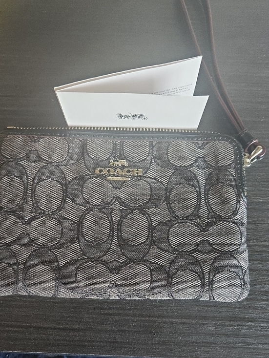Coach Handbags - Coach Monogram Signature Wristlet - Black and Gray Perfecf Condtion